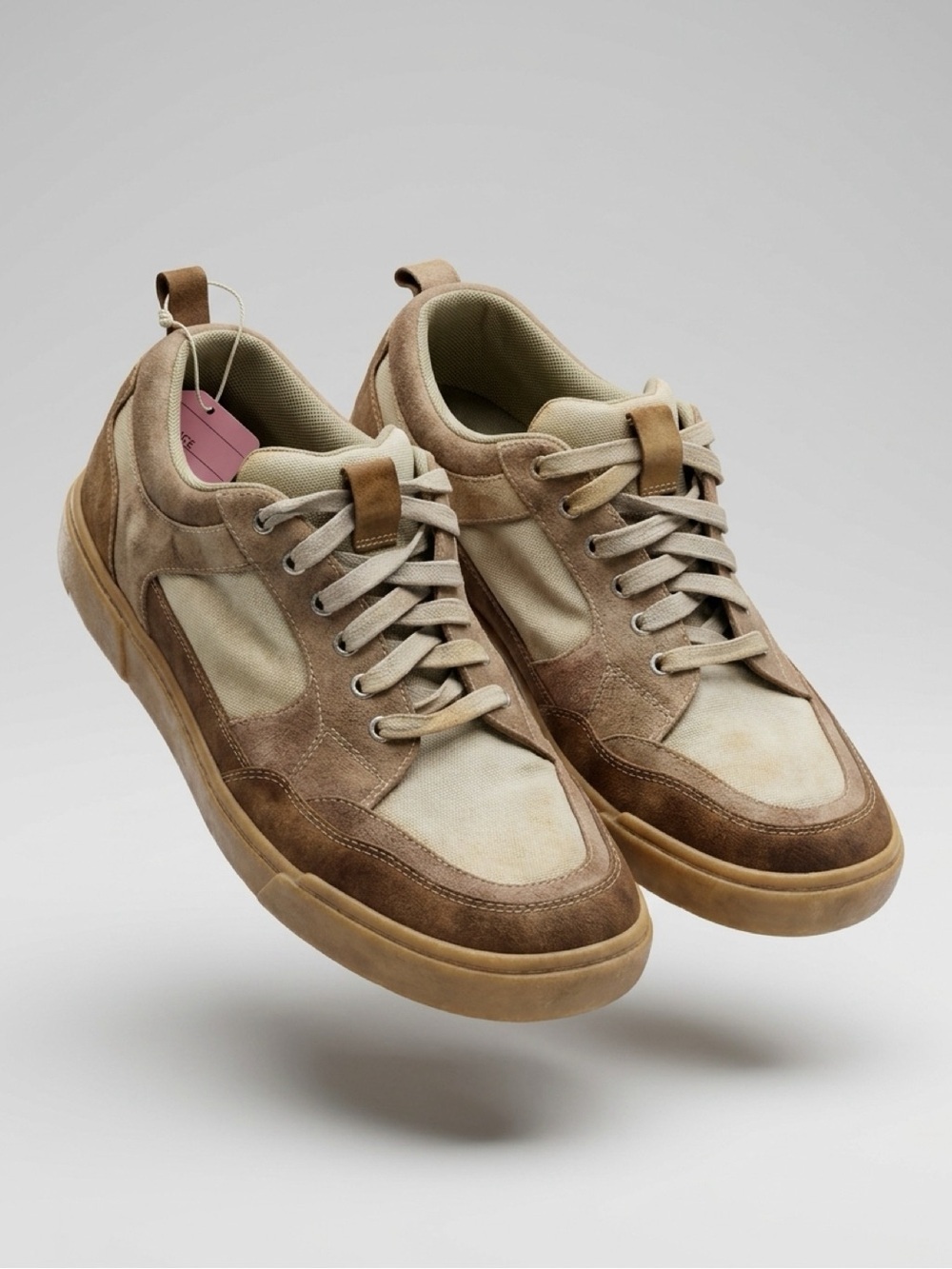 Men's Casual Suede & Canvas Sneakers - Brown/Tan